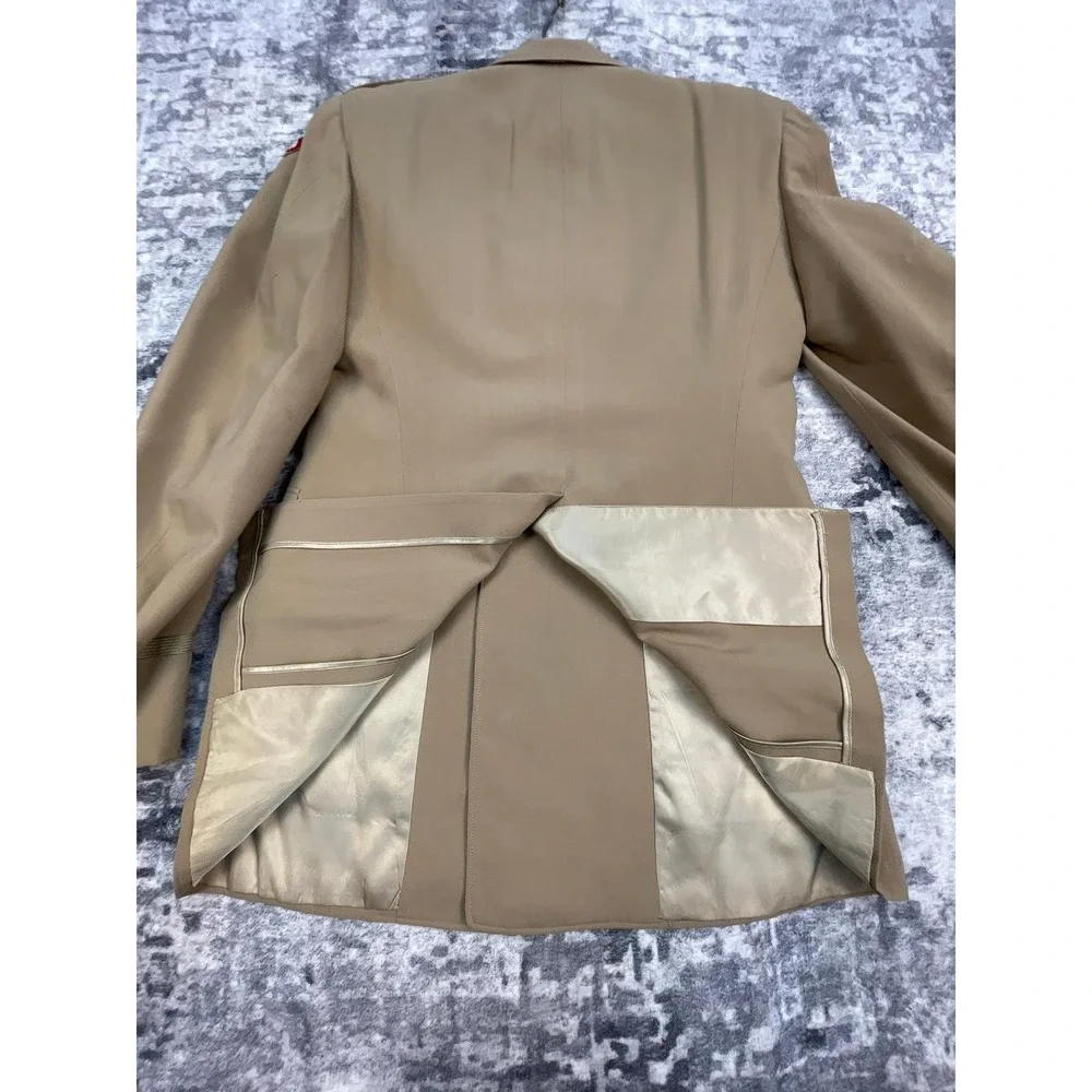 Vtg Carey Military Officer Jacket Mens 36R Buff‎ Cream Darcon Blend Dress Corps